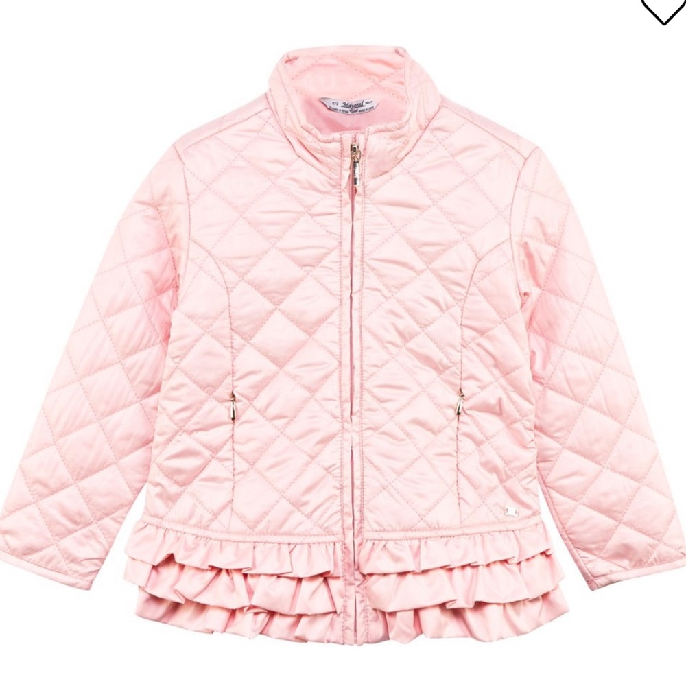 MAYORAL Light Quilted Ruffle Jacket Pink
